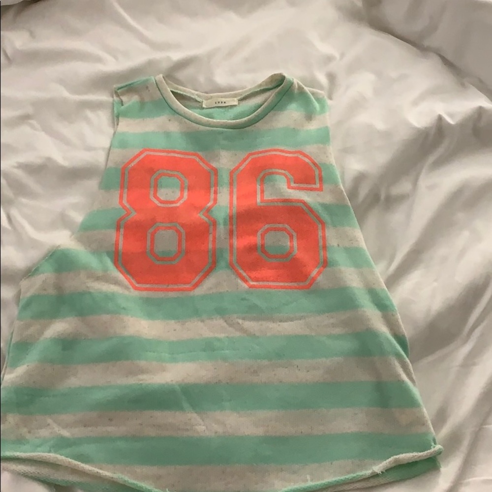 Lush brand mint and coral jersey cut off shirt